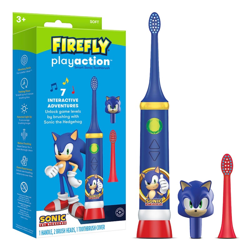 FIREFLY Play Action Sonic The Hedgehog Toothbrush Kit, Interactive Battery Operated Toothbrush with Lights, Music and Games, Batteries Included, Ages 3+ - Image 2