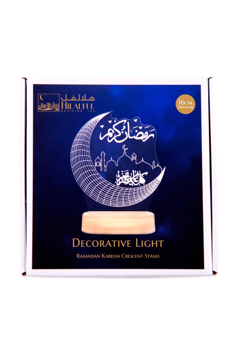Hilalful HILALFUL Ramadan Kareem Crescent Stand | Suitable for Living Room, Bedroom and Outdoor | Perfect Festive Gift for Home Decoration in Ramadan, Eid, Birthdays, Weddings, Housewarming | Battery Operated - Image 1
