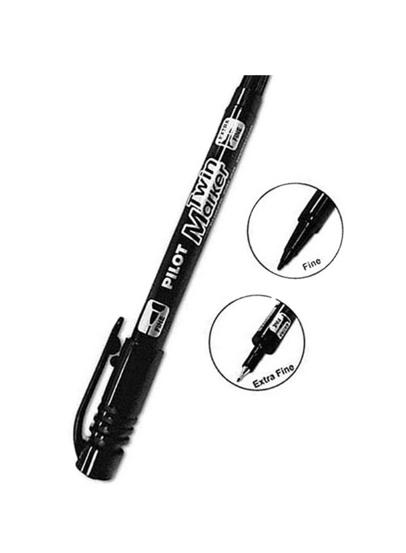 بايلوت قلم تحديد دائم بلاك نوار توين من بايلوت (SCA-TM-B) – قلم ذو رأس مزدوج - Image 2