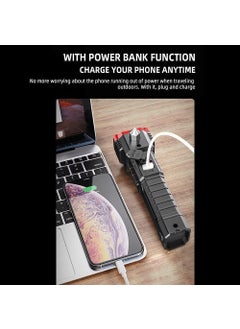 VATTU VATTU Portable Rechargeable Torch LED Flashlight Long Distance Beam Range with Power Bank Hammer and Strong MagnetsWindow Glass and Seat Belt Cutter 4 Modes 3W Torch Light  - Image 4