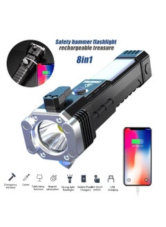 VATTU VATTU Portable Rechargeable Torch LED Flashlight Long Distance Beam Range with Power Bank Hammer and Strong MagnetsWindow Glass and Seat Belt Cutter 4 Modes 3W Torch Light  - Image 3