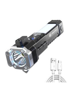 VATTU VATTU Portable Rechargeable Torch LED Flashlight Long Distance Beam Range with Power Bank Hammer and Strong MagnetsWindow Glass and Seat Belt Cutter 4 Modes 3W Torch Light  - Image 1