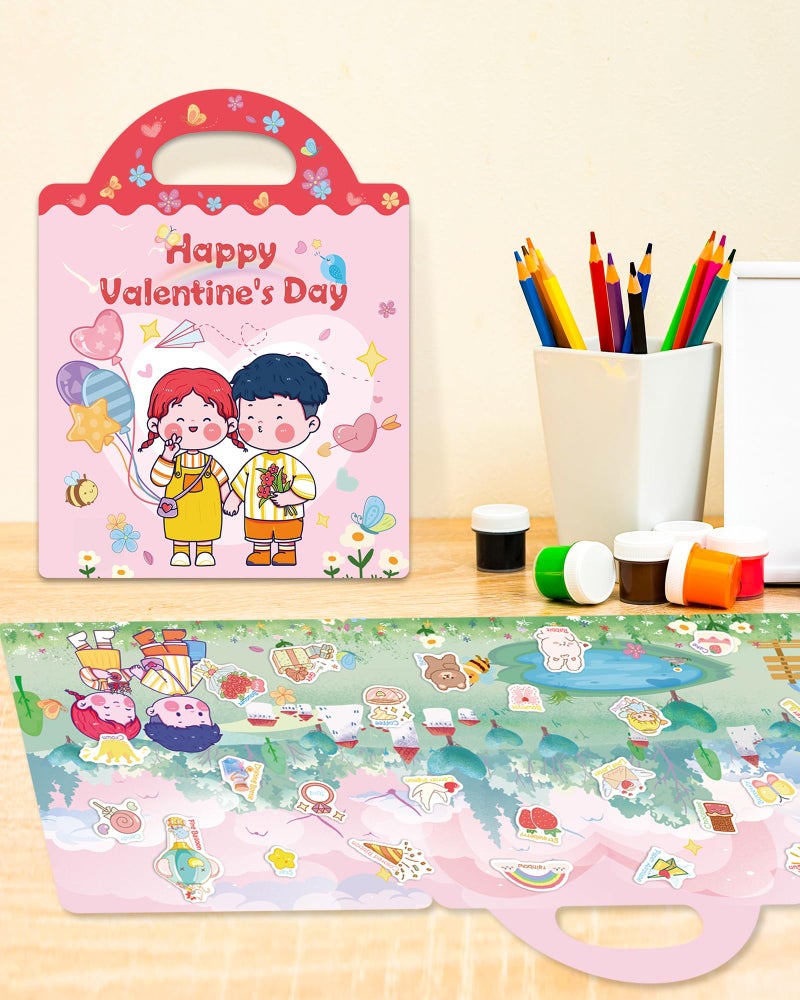 Benresive Reusable Sticker Book For Toddlers 2-4 Years  Fun Travel Stickers For Kids  Waterproof Sticker Books For Toddlers 1-3  Crafts Activities For Todddlers 1-3 2-4 3-5 - Valentines - Image 2