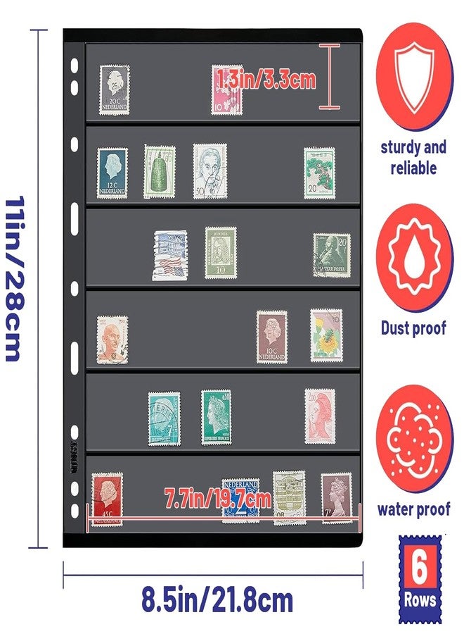 Lewano Stamp Pages for Stamp Album Binder, 10 Sheet (20 Page) 6 Rows Pages for Stamp Collectors, Professional Pack (6 Rows) (10 Sheet) - Image 2