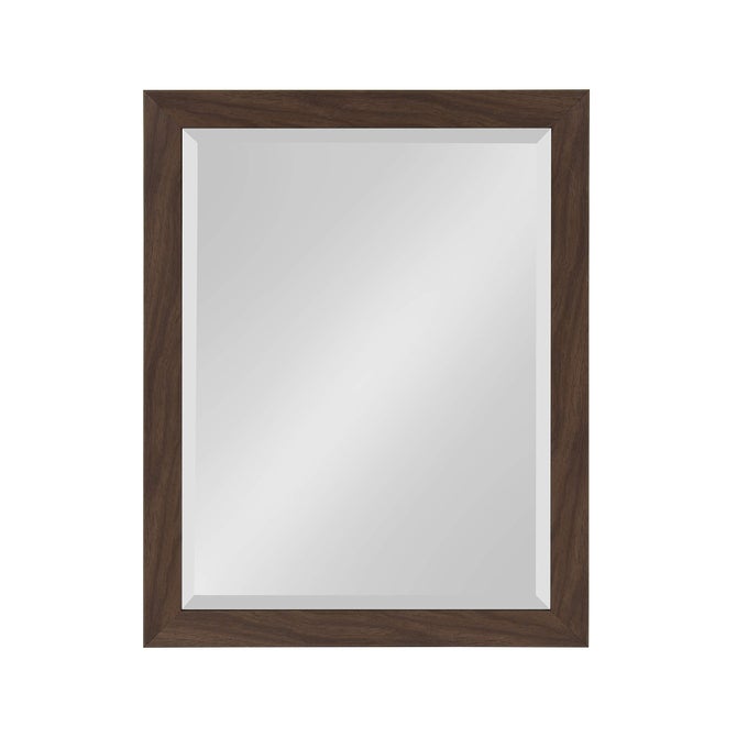 BEATRICE FRAMED DECORATIVE RECTANGLE WALL MIRROR 22 X 28 WALNUT BROWN FARMHOUSE RECTANGULAR VANITY MIRROR FOR USE AS BATHROOM MIRROR FOR OVER SINK OR RUSTIC ENTRYWAY MIRROR