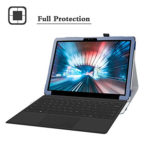 LiuShan Compatible with Dell Latitude 7200/7210 2-in-1 Tablet Case, PU Leather Slim Folding Stand Cover for 12.3" Tablet, Blue - Image 2