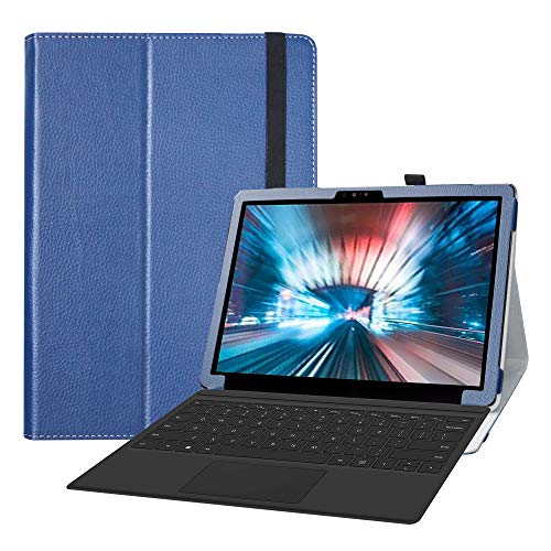LiuShan Compatible with Dell Latitude 7200/7210 2-in-1 Tablet Case, PU Leather Slim Folding Stand Cover for 12.3" Tablet, Blue - Image 1
