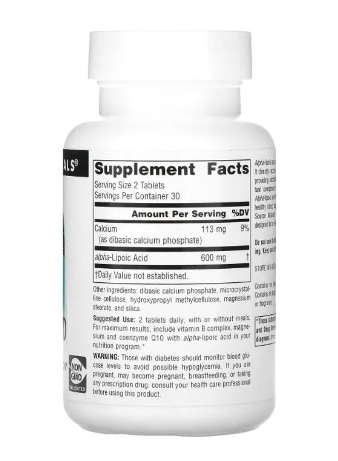 سورس ناتشورالز حمض ألفا ليبويك - ٣٠٠ ملغ، ٦٠ قرصًا | دعم مضاد للأكسدة وطاقة خلوية - Image 2