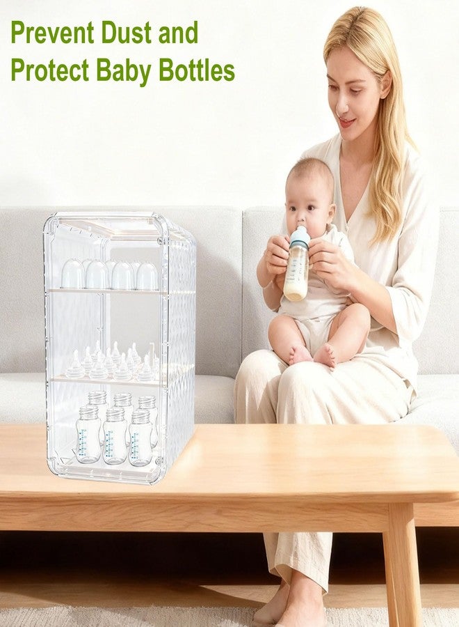 Engorgio Baby Bottle Organizer,3/4 Tier Bottles Storage Organizers,Clear Station Organizer ContainerClear Baby Bottle Storage Organizer For Countertop And Cabinet,Ideal for Bottles, Pacifiers,Pump Parts - Image 5