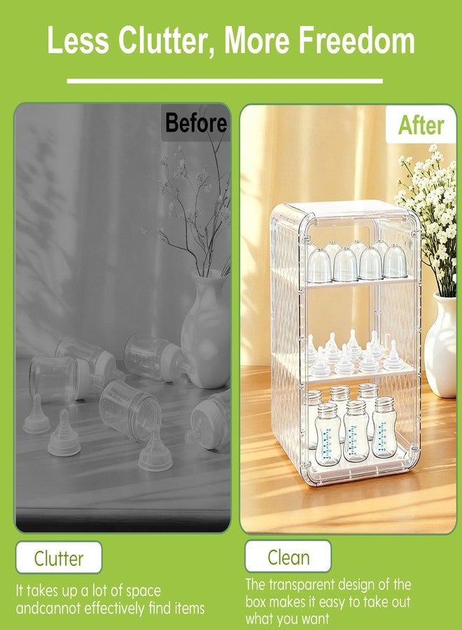 Engorgio Baby Bottle Organizer,3/4 Tier Bottles Storage Organizers,Clear Station Organizer ContainerClear Baby Bottle Storage Organizer For Countertop And Cabinet,Ideal for Bottles, Pacifiers,Pump Parts - Image 4