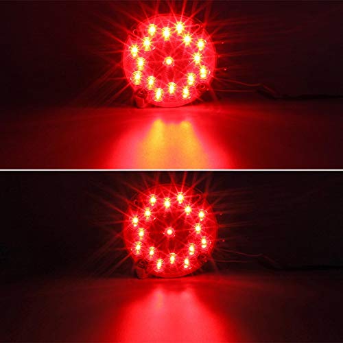 Partsam 2Pcs 7 Inch Round Led Trailer Tail Lights Red 17 LED w/Inner Reflex Lens Submersible Truck Trailer Bus RV UTE UTV Motorhome Rear Stop Turn Tail Brake Lights Lamps Sealed Surface Mount 10-30V - Image 2