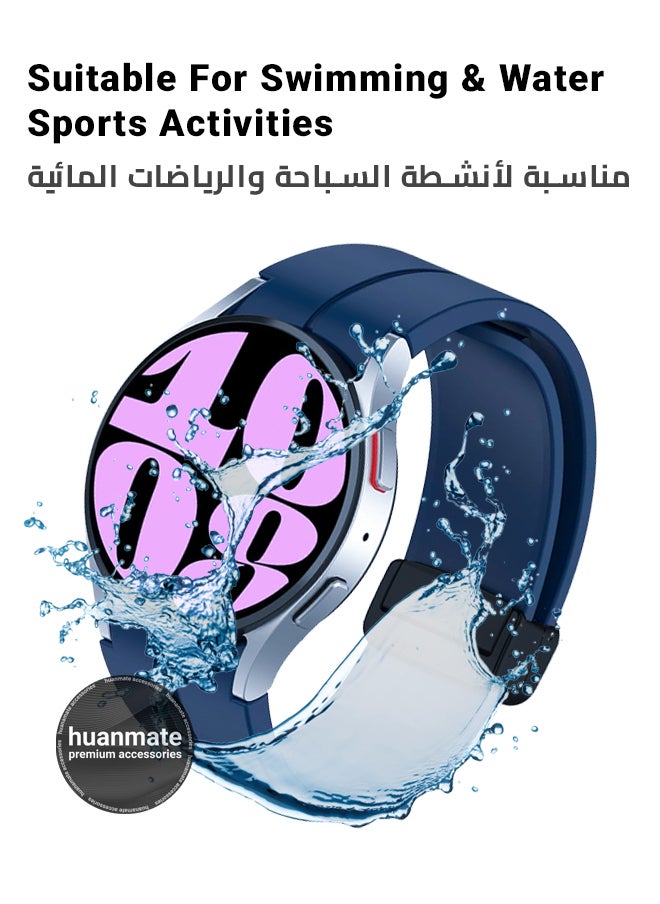 huanmate - Replacement Strap For Samsung Galaxy Watch 6 44mm - Dark Blue Colorful High Quality Soft Silicone Watch Strap For Men And Women - Image 1