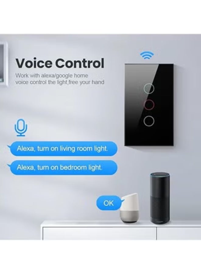 Tuya Smart Zigbee 3 Gang Light Touch Switch Works with Amazon Alexa and Google Home - Image 3