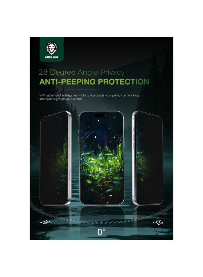 جرين ليون واقي شاشة iPhone 17 Pro Max / سيليكون ثلاثي الأبعاد مع زجاج عالي الدقة / رؤية جانبية محجوبة / مضاد للخدش - حافة سوداء / الخصوصية - Image 4