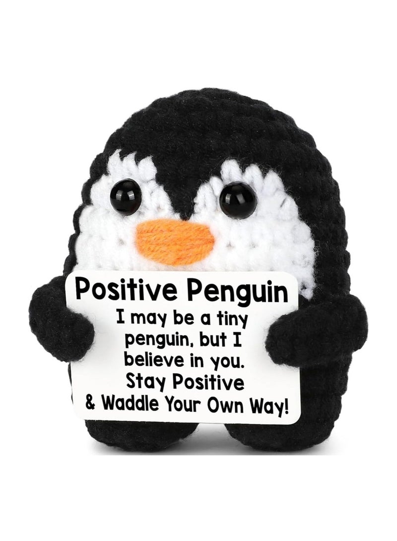general Positive Penguin Crochet pocket Cuddle Penguin with card, creative plush emotional support Penguin Positive Gift Good Luck Gift Funny Crochet doll for family and friends - Image 1