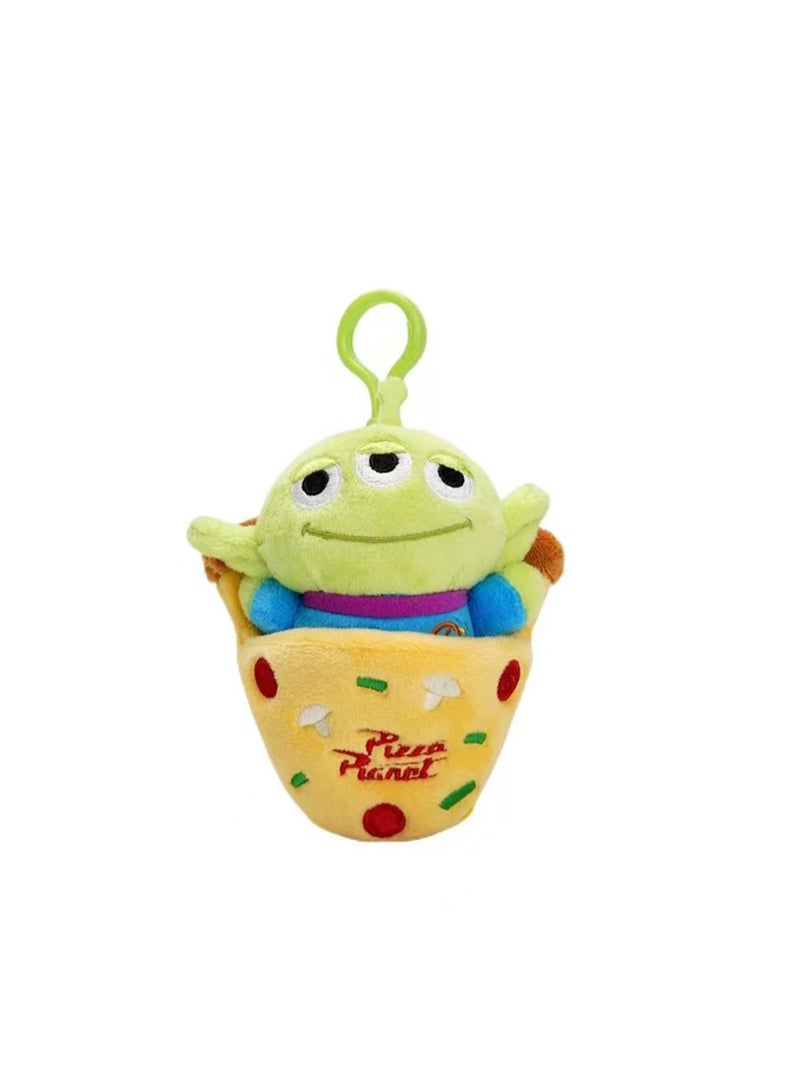 Cartoon Cute Three-Eyed Boy Pendant Plush Doll Big-Eyed Three-Eyed Monster Schoolbag Pendant Keychain (Pizza Expert Widget) - Image 1