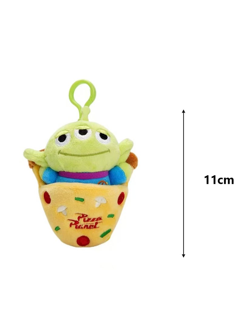 Cartoon Cute Three-Eyed Boy Pendant Plush Doll Big-Eyed Three-Eyed Monster Schoolbag Pendant Keychain (Pizza Expert Widget) - Image 2