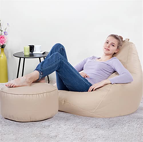 Generic LEXAVI Brand XXXL Combo Prefilled Bean Bag with FootstoolFilled with Beans Cream  - Image 1