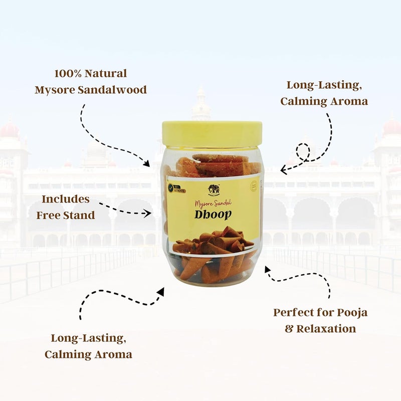 Special Mysore Mysore Sandal Dhoop Cones Pack of 2 90 Natural Organic Cones with Special Sandalwood Fragrance Ideal for Pooja Meditation Free Dhoop Stand Included  - Image 2