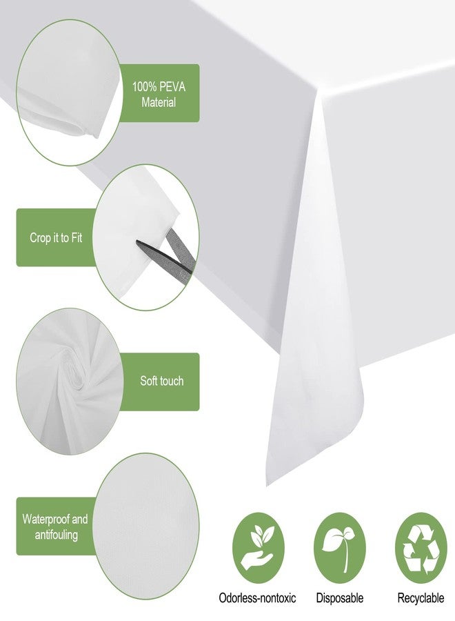 Shimeyao 48 Pack Disposable Plastic Tablecloth 54 x 108 Inch Decorative Rectangle Table Cover Party Picnic Cover Rectangular Plastic Cloth for Indoor Outdoor(White) - Image 3