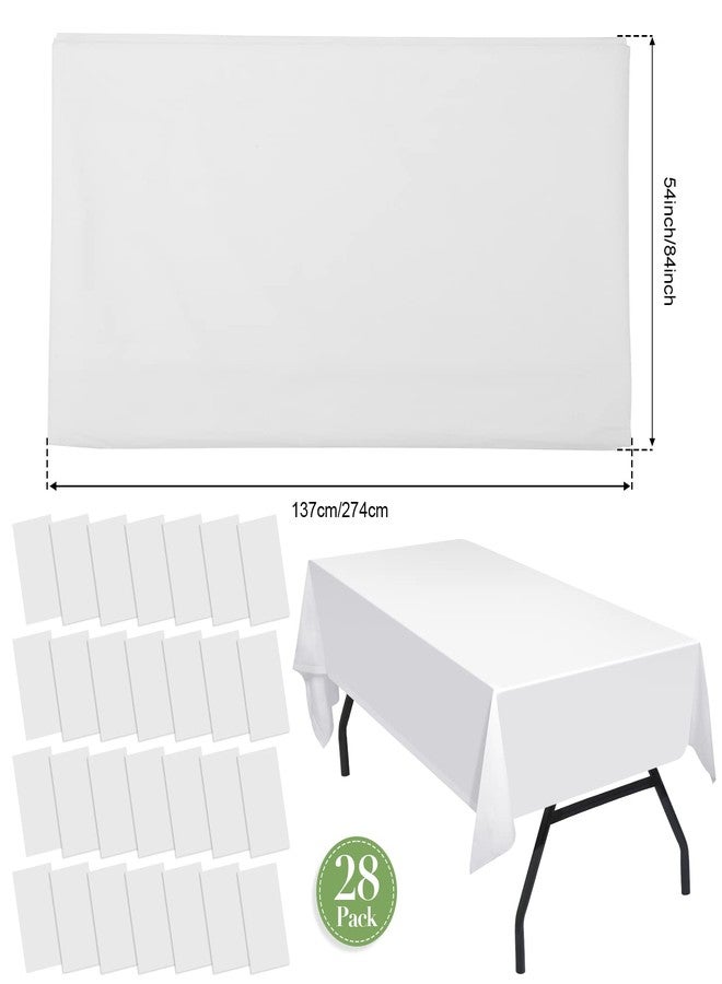 Shimeyao 48 Pack Disposable Plastic Tablecloth 54 x 108 Inch Decorative Rectangle Table Cover Party Picnic Cover Rectangular Plastic Cloth for Indoor Outdoor(White) - Image 2
