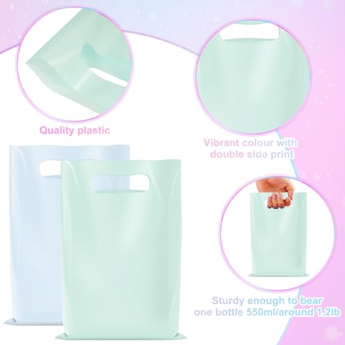 Hallswl 60 Pcs Plastic Pastel Gift Bags Bulk Pastel Treat Bags with Handles Pastel Rainbow Goodie Bags Multi-color Party Favor Bags for Birthday Baby Shower Wedding Easter Mothers Day Party Decorations - Image 3