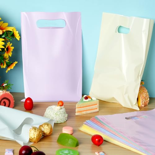 Hallswl 60 Pcs Plastic Pastel Gift Bags Bulk Pastel Treat Bags with Handles Pastel Rainbow Goodie Bags Multi-color Party Favor Bags for Birthday Baby Shower Wedding Easter Mothers Day Party Decorations - Image 4