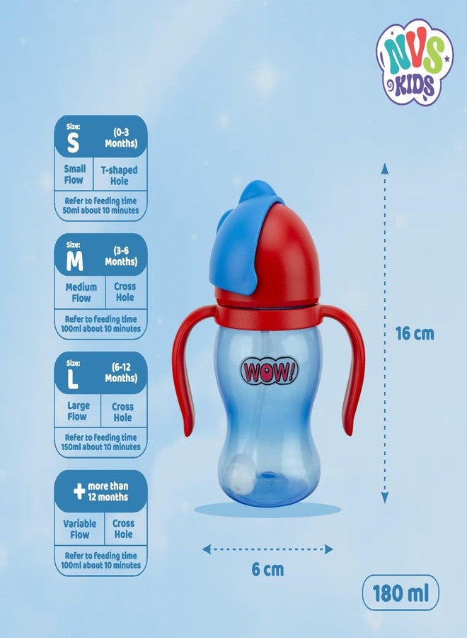 NVS KIDS Baby Spout Cup Sipper 180ml for Babies, Infants & Toddlers | Anti-Spill Sippy Cup with Soft Silicone Spout | BPA Free, Safe & Durable for Kids (Blue) - Image 5