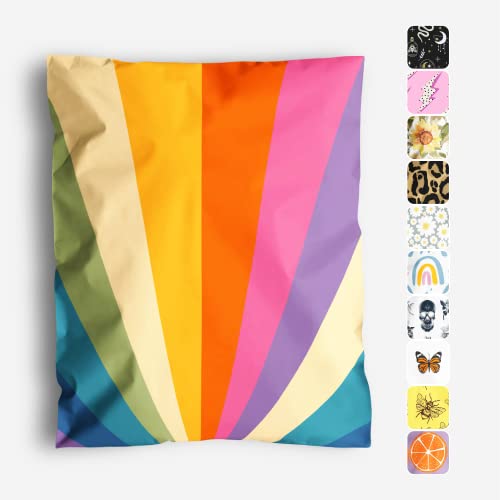 Package Mint 10x13 Poly Mailers – Retro Rainbow – Waterproof, Tear-Resistant Shipping Bags with Adhesive Seal – 100 Pack – Package Mint - Image 1