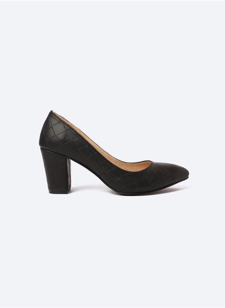 Zahwa - Matte Quips-Textured Leather Heeled Shoes, 7cm Middle Size - Image 1