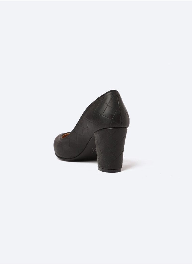 Zahwa - Matte Quips-Textured Leather Heeled Shoes, 7cm Middle Size - Image 1