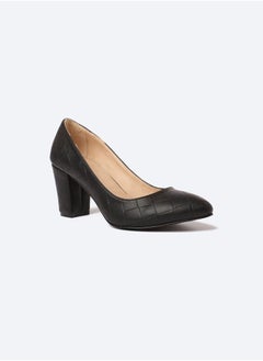 Matte Quips-Textured Leather Heeled Shoes, 7cm Middle Size