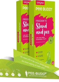 PeeBuddy 40 (Pack of 2) Funnels Female Urination Device | No Mess Disposable Urinal Funnel|Travel, Camping, Hiking, Festivals, and Outdoor Activities|Paper Based Stand and Pee Funnel for Women, Girls