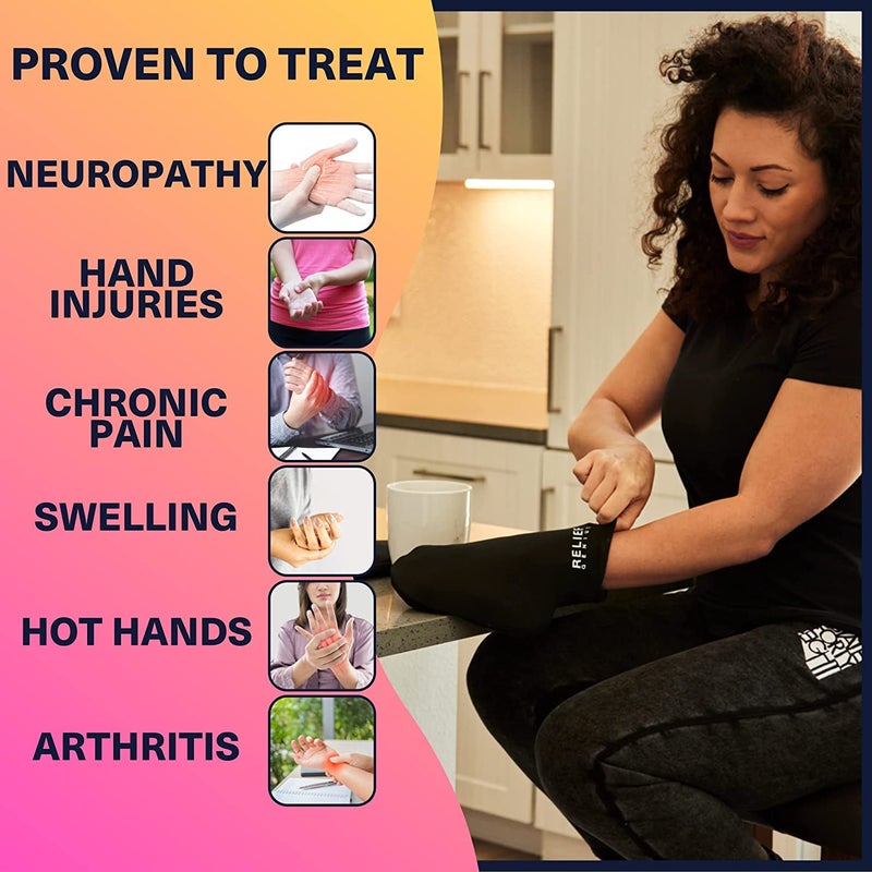CTR BAND Relief Genius Hand Ice Pack â€“ Cold Therapy for Hands - Ice Gloves for Chemo, Neuropathy, Arthritis, Injuries and Working Hands â€“ Includes 2 Mittens and 4 Reusable and Flexible Gel Ice Packs S/M Black - Image 5