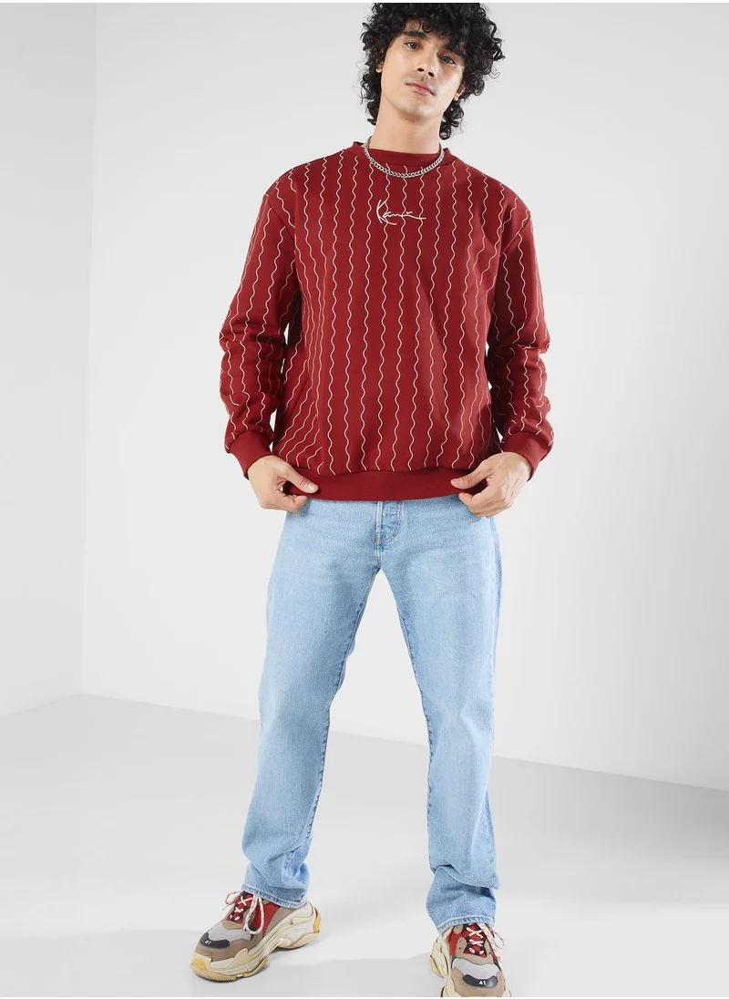 Karl Kani Small Signature Ziczac Pinstripe Sweatshirt