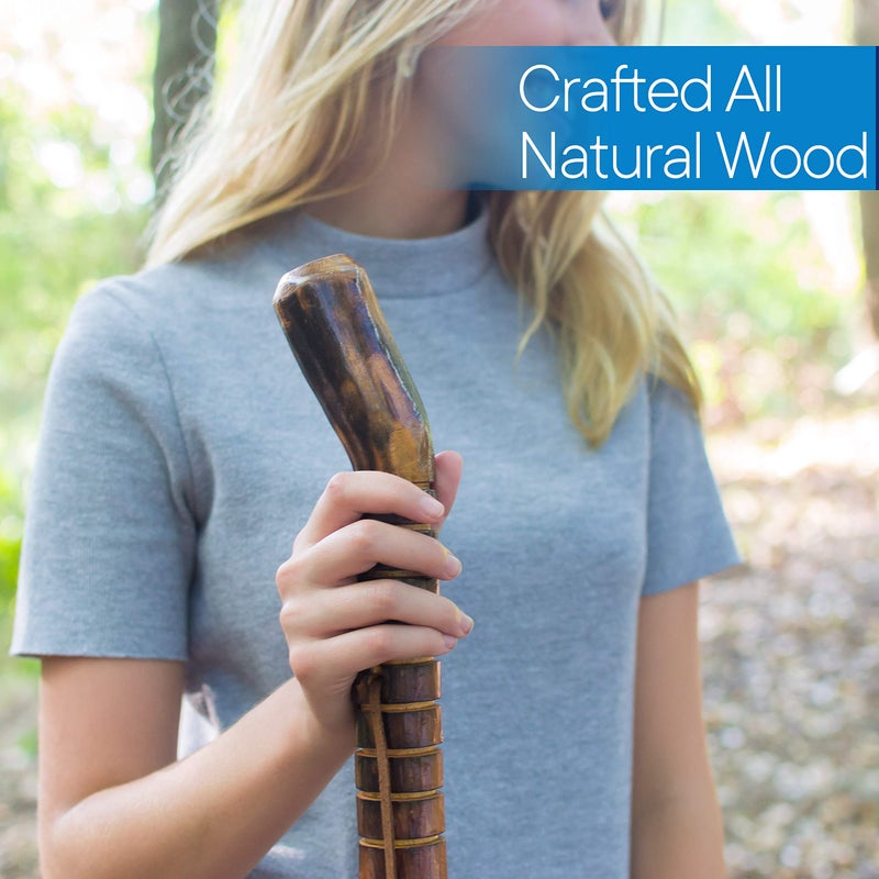 RMS Natural Wood Walking Stick - 55 Inch Handcrafted Wooden Hiking Stick - Assisting Men or Women with Disability or Limited Mobility (Grooved Handle, 55 Inch) - Image 2