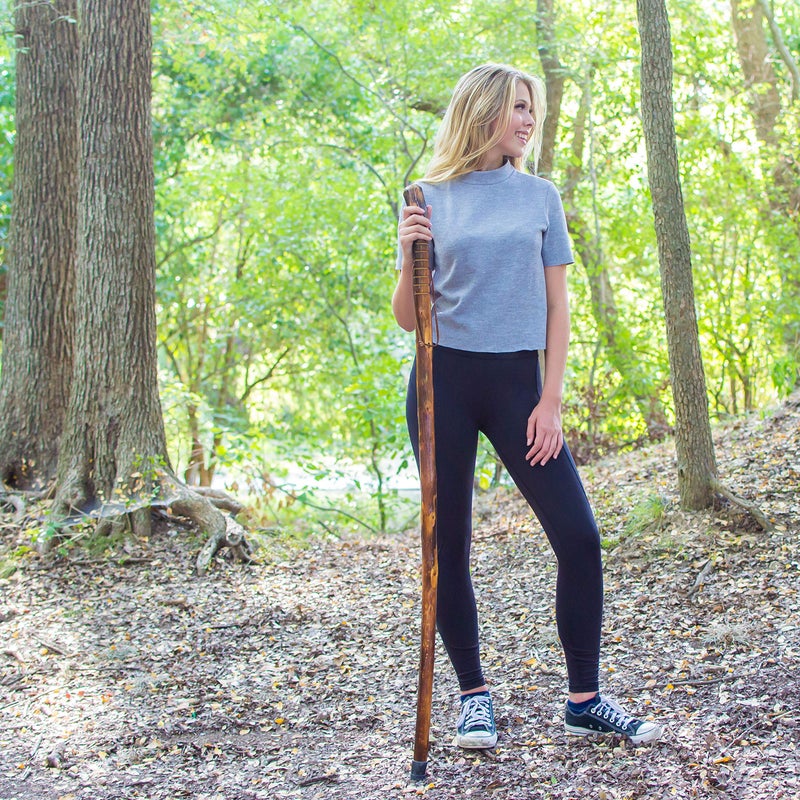 RMS Natural Wood Walking Stick - 55 Inch Handcrafted Wooden Hiking Stick - Assisting Men or Women with Disability or Limited Mobility (Grooved Handle, 55 Inch) - Image 3