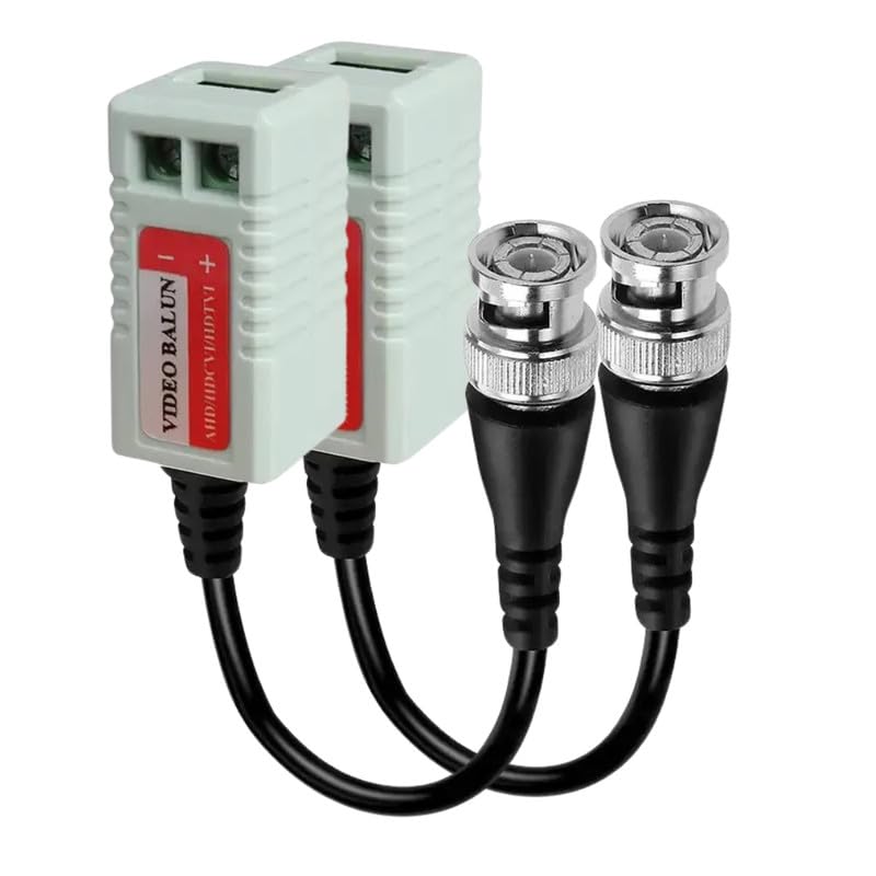 COOLCOLD Video Balun, Mini CCTV BNC Transceiver With Pigtail, Coax to UTP Cat6 Connector HD 720P 1080P, Video Passive Balun for HD-TVI/CVI/AHD/Analog/960H Camera (2 Pair) - Image 1