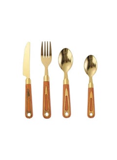 LDQ 24-Piece Wooden Handle Silverware Set – Stainless Steel Flatware Cutlery Set with Steak Knives, Forks, and Spoons – Luxury Dining Set.  - Image 2