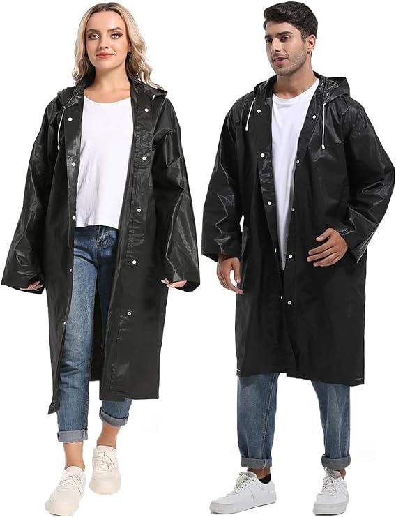 Krystle Waterproof Rain Coat Hooded Universal Outdoor Water Resistant Rainwear Suit for Men Women Boys & Girls (Pack of 1) (Universal, Black) - Image 3
