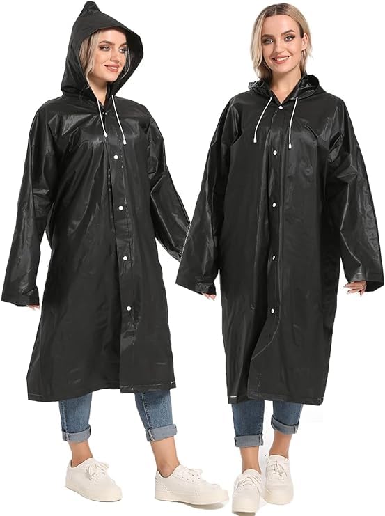 Krystle Waterproof Rain Coat Hooded Universal Outdoor Water Resistant Rainwear Suit for Men Women Boys & Girls (Pack of 1) (Universal, Black) - Image 5