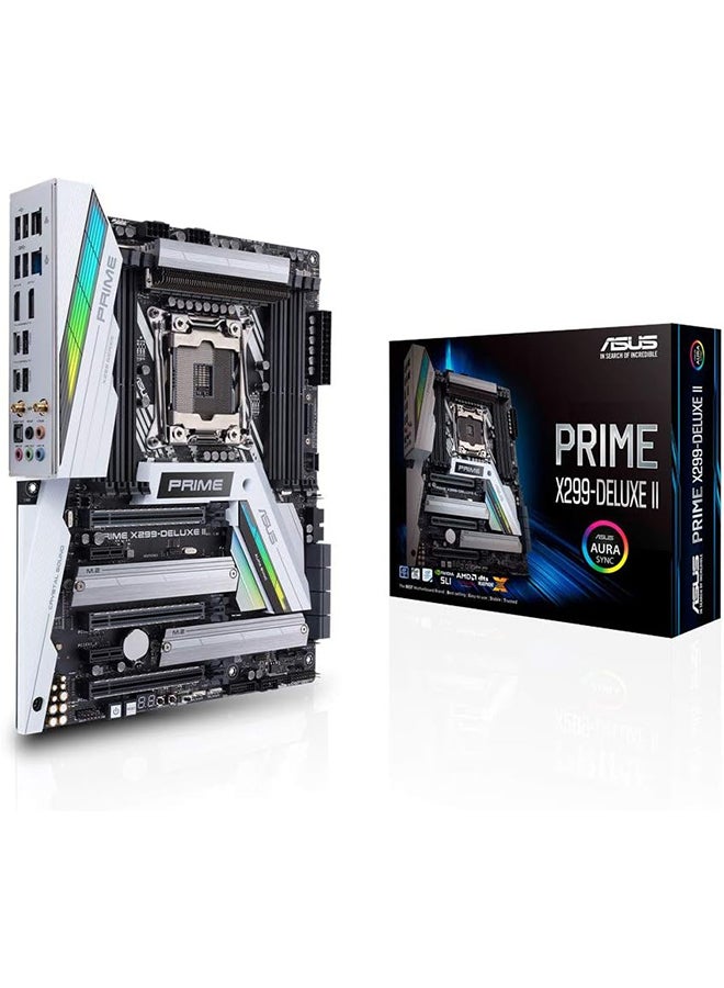 ASUS PRIME X299-DELUXE II (INTEL X299) LGA 2066 ATX motherboard with enhanced VRM and M.2 heatsink design, DDR4 4266 (O.C.) MHz, 802.11ac Wi-Fi Black - Image 1