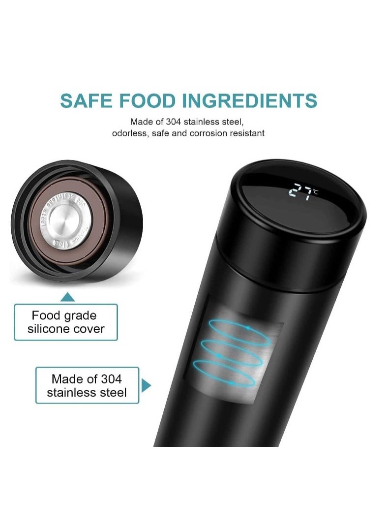 Generic - Black not Multi-Color Digital Thermal Mug and Thermos, Original 500 ml, Smart Thermal Bottle with LED Digital Screen Displaying Temperature, Insulated Tea and Coffee Thermos with Air Vacuum Technology Made of 304 Stainless Steel, Suitable for Travel and Hot/Cold Beverages for Kids and Infants, Leak-Proof Design with Touch Screen, Perfect Gift for Outdoor Use, Office, Home, and Sports, Available in Elegant Black Satin Color. - Image 1