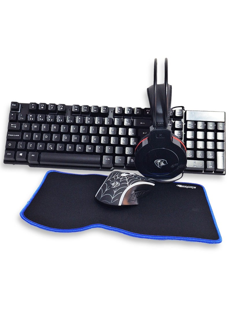 Generic - 4in1 Combo Backlit Gaming Mouse, Gaming Keyboard,  Gaming Mouse Pad, PC Computer Gaming Headset , RGB LED Backlit 104 Key Gaming Keyboard - Image 1