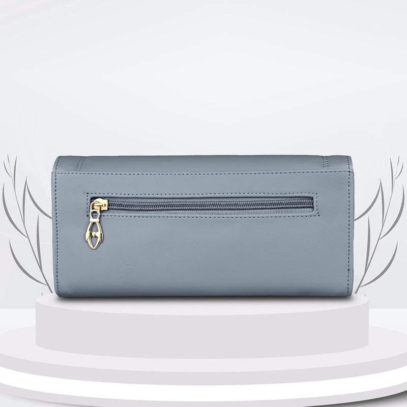 ALSU Women's Hand Wallet Purse Clutch | Phone Pocket | Coin Pocket | 4 Card Slots (Light Blue) - Image 4