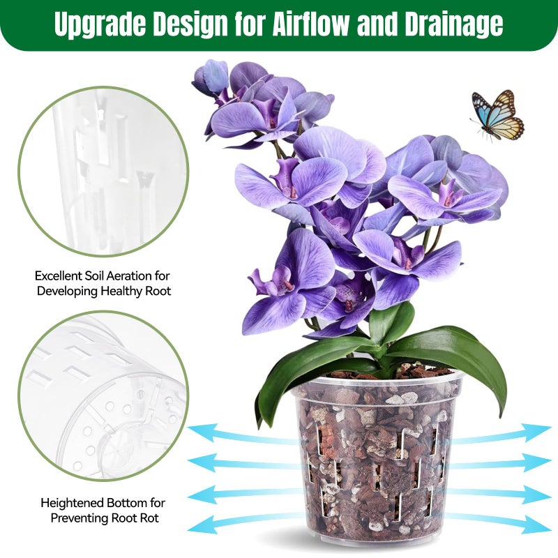 TRUEDAYS Orchid Pot â€“ 4 Pack 6 Inch Clear Orchid Pots with Drainage Holes for Repotting â€“ Ideal for Healthy Root Growth â€“ Sturdy Plastic Plant Pot for Indoor & Outdoor Plants - Image 3