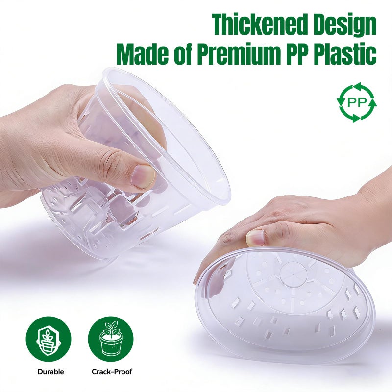 TRUEDAYS Orchid Pot â€“ 4 Pack 6 Inch Clear Orchid Pots with Drainage Holes for Repotting â€“ Ideal for Healthy Root Growth â€“ Sturdy Plastic Plant Pot for Indoor & Outdoor Plants - Image 4
