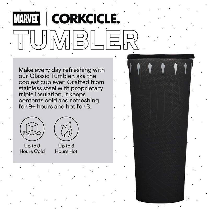 Corkcicle Disney Tumbler - Triple-Insulated Stainless Steel - Keeps Drinks Cold 9 Hours - Spill-Proof Lid - Reusable - Summer Drinkware Gift - Keeps Drinks Ice Cold - 24 oz - Black Panther - Image 2