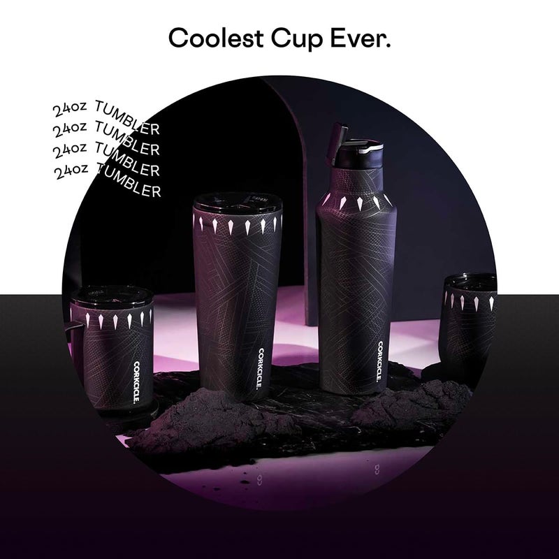 Corkcicle Disney Tumbler - Triple-Insulated Stainless Steel - Keeps Drinks Cold 9 Hours - Spill-Proof Lid - Reusable - Summer Drinkware Gift - Keeps Drinks Ice Cold - 24 oz - Black Panther - Image 3