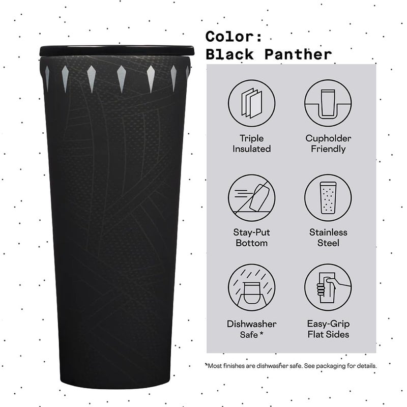 Corkcicle Disney Tumbler - Triple-Insulated Stainless Steel - Keeps Drinks Cold 9 Hours - Spill-Proof Lid - Reusable - Summer Drinkware Gift - Keeps Drinks Ice Cold - 24 oz - Black Panther - Image 4